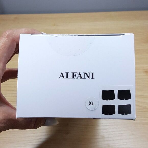 ALFANI Boxer Briefs Mens XL Solid Black 4-Pack 100% Cotton Trunk Tagless Logo - Picture 3 of 6